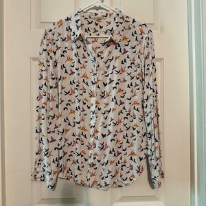 Jane and Delancey Multicolor Bird Print Button Down Shirt